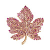Autumn Maple Leaf Light Gold Alloy Rhinestone Brooch Pins JEWB-TADJ0001-01A-1