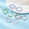 2Pcs 2 Style Glass Braided Beaded Flower Stretch Rings Set for Women RJEW-JR00592-3