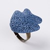 Adjustable Fish Lava Rock Gemstone Finger Rings RJEW-I015-11-1