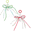 2Pcs 2 Styles Alloy with Glass Seed Bead Pendant Decorations KEYC-SP0001-21C-1