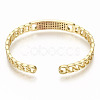 Brass Micro Pave Clear Cubic Zirconia Cuff Bangles BJEW-S142-002-NF-3