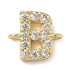 Brass Micro Pave Clear Cubic Zirconia Letter Links Connector Charms KK-I382-07G-B-1