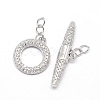 Brass Micro Pave Cubic Zirconia Ring Toggle Clasps ZIRC-E010-24P-1