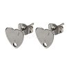 Non-Tarnish 304 Stainless Steel Heart Stud Earring Findings STAS-R063-37-1