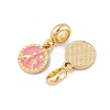 Rack Plating Alloy Pink Enamel European Dangle Charms FIND-C055-15G-2