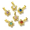 Flower Rack Plating Brass Micro Pave Cubic Zirconia Pendant KK-H485-01G-1