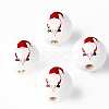 Painted Natural Wood Round Beads WOOD-N006-184-1