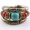 Alloy & Iron & Resin Round Beaded Bangles for Women FS-WG7222A-01-2