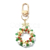 Christmas Wreath Shell Pearl Pendant Decoration HJEW-TA00024-1