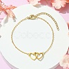 Alloy Interflocking Heart Link Bracelet with Brass Cable Chains BJEW-JB09797-2