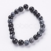 Natural Snowflake Obsidian Beads Strands G-G515-8mm-01-2