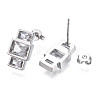 Cubic Zirconia Rectangle Dangle Stud Earrings EJEW-N011-53-02P-2