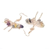 Natural Fluorite Chips Dangle Earrings EJEW-S214-01I-2
