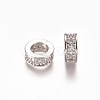 Brass Micro Pave Clear Cubic Zirconia European Beads X-ZIRC-I038-23P-1
