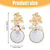 FIBLOOM 1 Pair Shell Pearl Dangle Stud Earrings EJEW-FI0002-22A-2