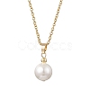 Shell Pearl White Round Pendant 304 Stainless Steel Cable Chain Necklaces for Women NJEW-JN05760-02-4