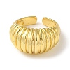 Rack Plating Brass Open Cuff Rings Ribbed Finger Ring RJEW-M162-23G-2