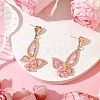 Rose Quartz Dangle Stud Earrings EJEW-MZ00243-2