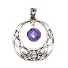 Natural Amethyst Faceted Hexagon Pendants PW-WGD21FA-04-1