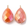 Imitation Jade Glass Pendants KK-Q777-02G-2