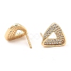 Brass Micro Pave Clear Cubic Zirconia Triangle Stud Earrings for Women EJEW-G362-11KCG-2