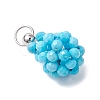 Dyed Natural Magnesite Faceted Round Beaded Pendants PALLOY-MZ00986-3
