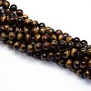 Natural Grade AB Tiger Eye Round Beads Strands G-O047-02-12mm-2