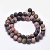 Frosted Natural Rhodonite Round Bead Strands G-F266-13-8mm-2
