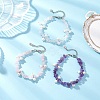 3Pcs Natural Mixed Gemstone Chip & Glass Shell Round Beaded Bracelets BJEW-JB12303-1