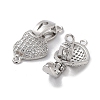 Brass Micro Pave Cubic Zirconia Fold Over Clasps KK-E107-02P-2