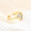 Ocean Theme Brass Micro Pave Cubic Zirconia Cuff Rings for Women RJEW-F184-17D-G-4