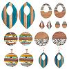 12Pcs 6 Style Resin & Walnut Wood Pendants RESI-PH0001-40-1
