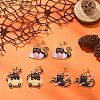 Halloween Theme Alloy Enamel Cat Dangle Stud Earrings with Brass Pins EJEW-JE05308-5