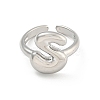 Brass Letter Open Cuff Rings for Women RJEW-G313-01S-P-2