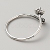 925 Sterling Silver Open Cuff Design Ring Mounts Fittings with Pearl Seat STER-WH0016-09AS-2