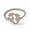 Non-Tarnish 304 Stainless Steel Double Cat Finger Ring for Women RJEW-K239-04P-2