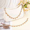 2Pcs Alloy Enamel Pink Bowknot Tassel 304 Stainless Steel Cable Chain Bag Decorative Chains AJEW-BBC0001-03-4