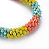 Crochet Glass Beads Braided Stretch Bracelet BJEW-T016-08G-2