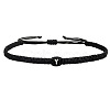 Adjustable Handmade Woven Waxed Polyester Cord Braided Bracelets with Acrylic Letter Beads OI4298-25-1