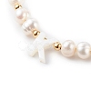 Letter Natural Freshwater Shell Pendant Necklaces NJEW-JN03421-03-1
