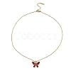 Butterfly Glass Pendant Necklaces NJEW-E105-03KCG-2