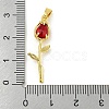 Rose Flower for Valentine's Day Golden Rack Plating Brass Micro Pave Cubic Zirconia Pendants KK-R153-01C-G-3