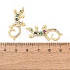 Brass Pave Colorful Cubic Zirconia Connector Charms CU-CBA4579-09G-B-2