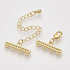 Brass Micro Pave Cubic Zirconia Chain Extender ZIRC-Q022-031G-NR-3