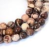 Natural Zebra Jasper Round Bead Strands G-E334-8mm-12-1