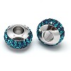 Rondelle 304 Stainless Steel Polymer Clay Rhinestone European Beads GPDL-P003-07-1