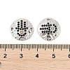 Brass Micro Pave Black Cubic Zirconia Disc with Hamsa Hand Connector Charms KK-P300-24P-02-3