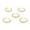 Clear Cubic Zirconia Initial Letter Open Cuff Ring RJEW-H120-09G-T-4