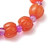 Halloween Pumpkin Resin & Glass Beaded Stretch Bracelets for Women Men BJEW-JB10850-3