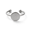 Non-Tarnish Adjustable 304 Stainless Steel Finger Rings Components STAS-K278-04C-P-3